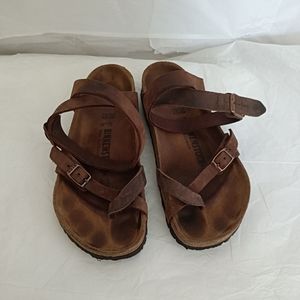Birkenstock Yara straps Leather  Brown Sandals sz 38